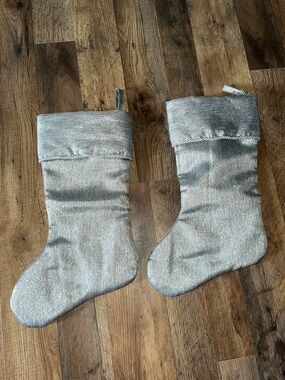 Silver Shimmer Holiday Stockings - Set of 2